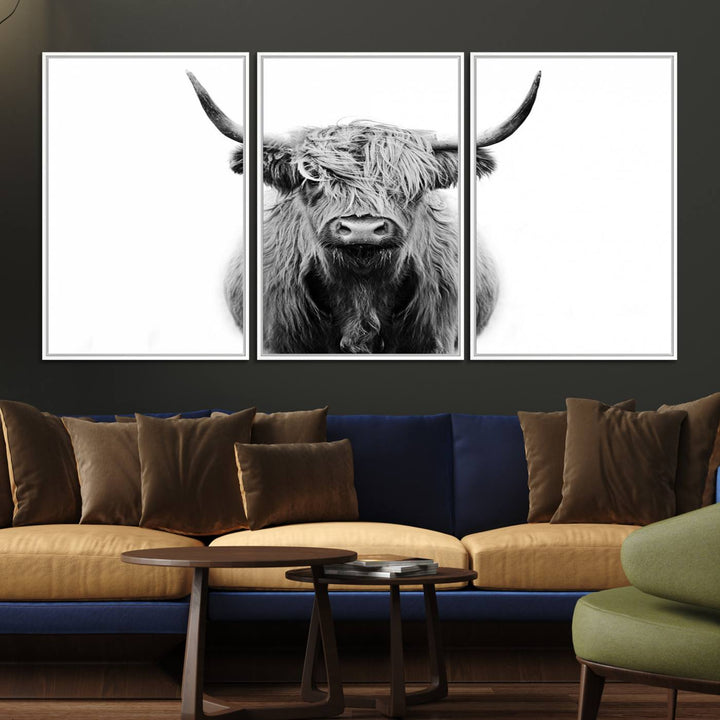 Highland Cow Canvas hanging prominently.