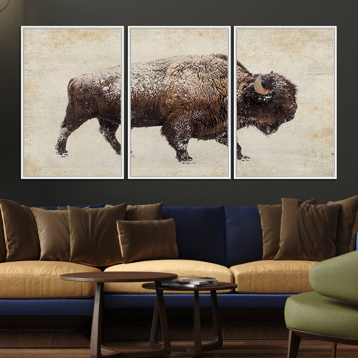 Buffalo Wall Art above a sideboard.