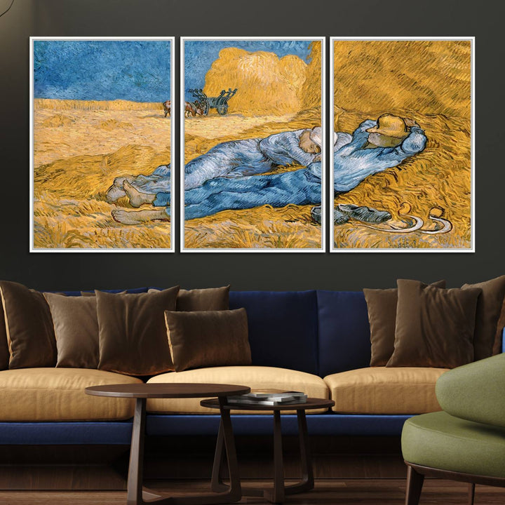 A Vincent Van Gogh Nature canvas print depicting resting farmers.