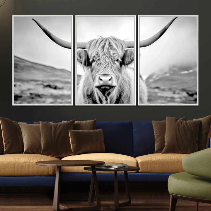 The Scottish Cow Wall Art Canvas Print is displayed prominently.