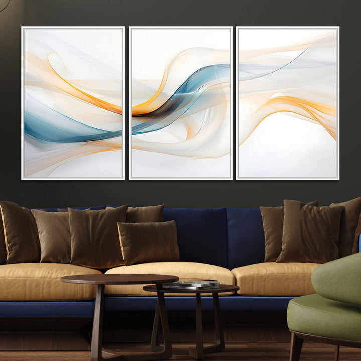 Decorative Turquoise Abstract Wave Wall Art Canvas Print.