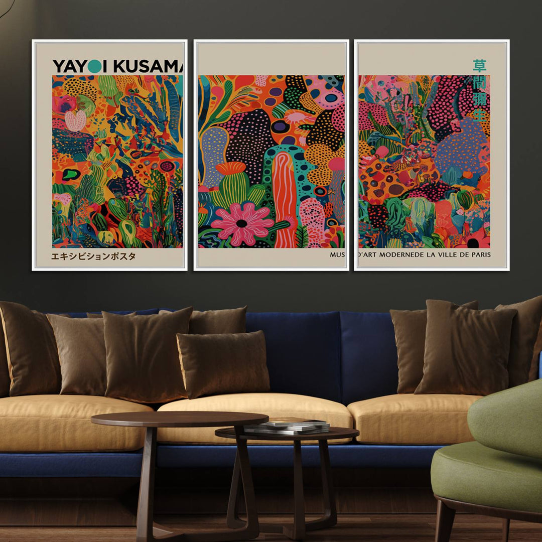 Framed Yayoi Kusama 1986 Wall Art Print adds contemporary style.