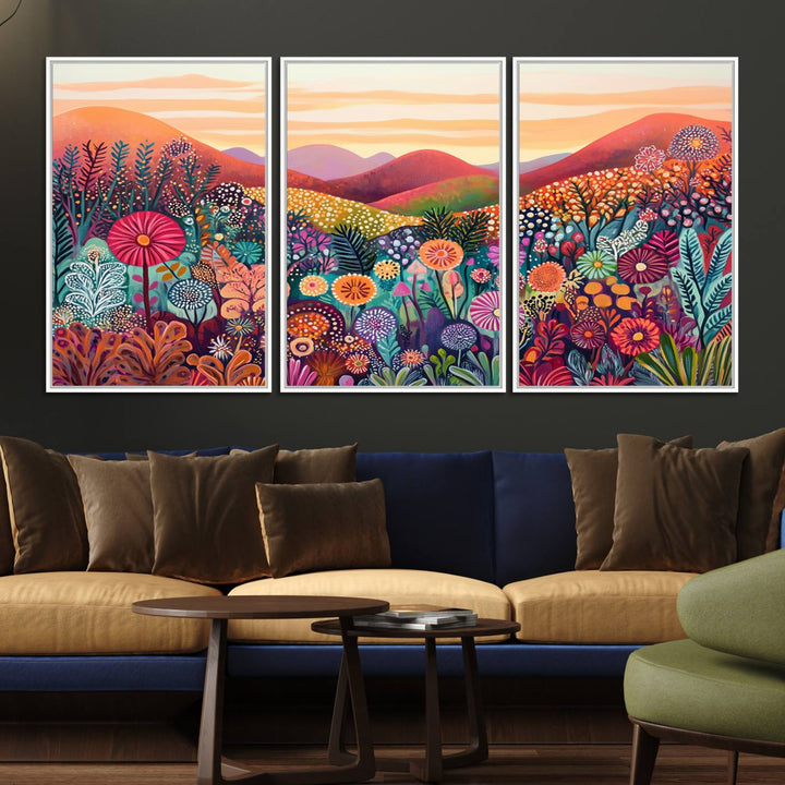 Yayoi Kusama 1986 Wall Art Print—a vibrant, Wabi Sabi abstract landscape that enhances tranquility.
