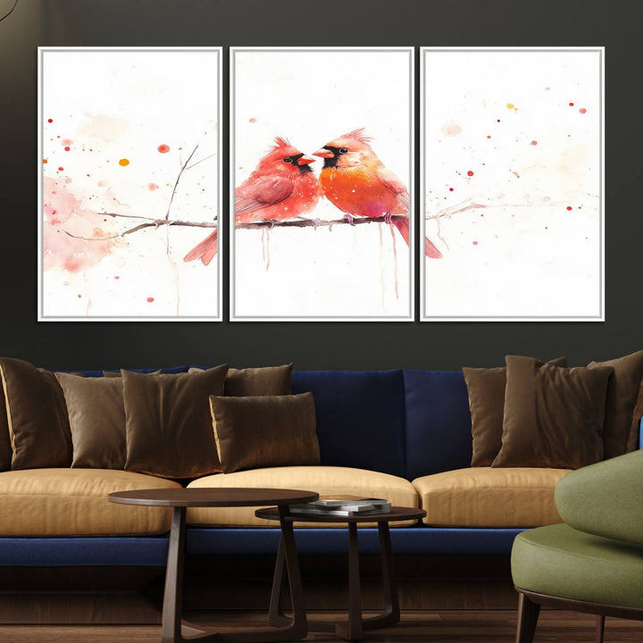 The Cardinal Bird Canvas Wall Art adds vibrant wildlife art to the wall.