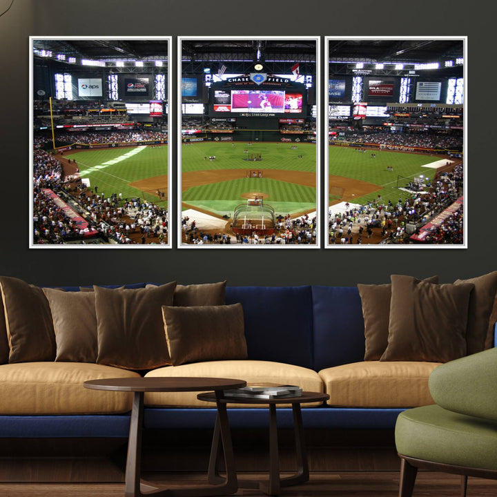 The Arizona Diamondbacks Canvas Print of Chase Field is a meaningful piece of wall art for any sports fan.