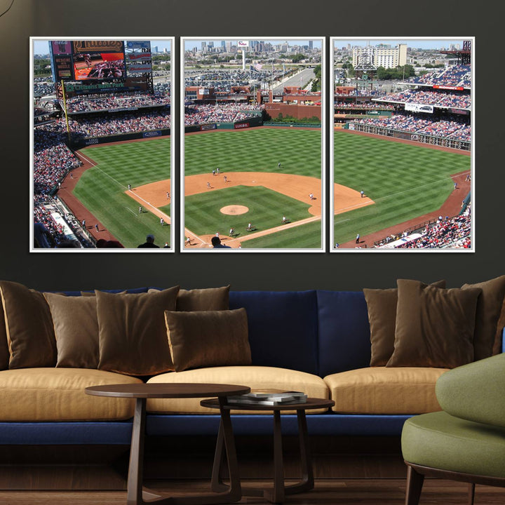 View of a Phillies game at Citizens Bank Park captured as premium wall art canvas.