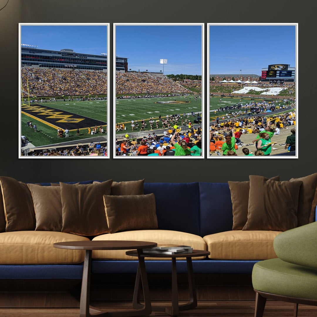 The University of Missouri Tigers Wall Art Canvas Print captures a packed football stadium.