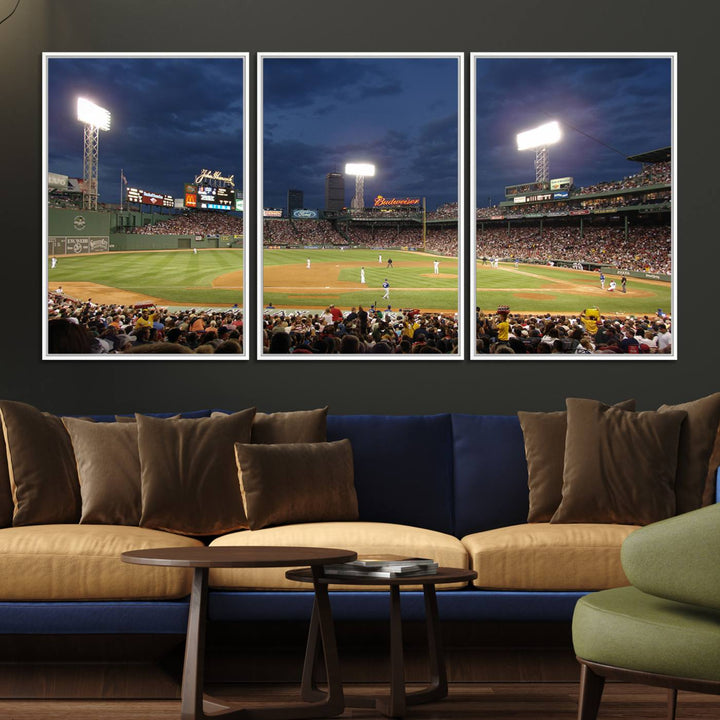 The Boston Red Sox Fenway Park Canvas: a cozy baseball scene, perfect wall art.