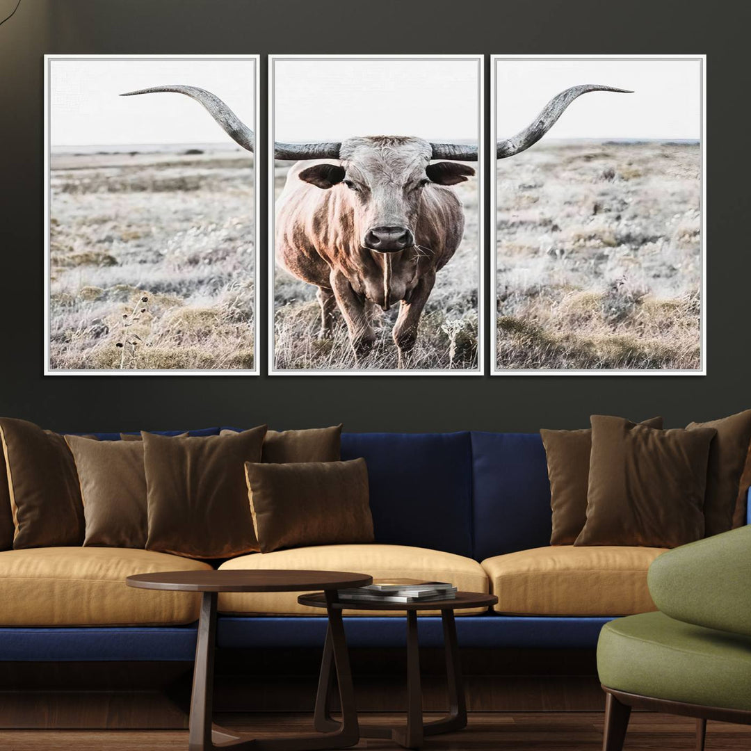 The Rustic Texas Longhorn Canvas Print adds charm to your decor.