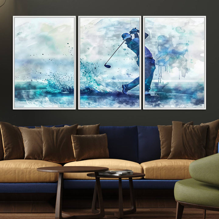 Golf Swing Wall Art Canvas Print, a sports-inspired watercolor decor.