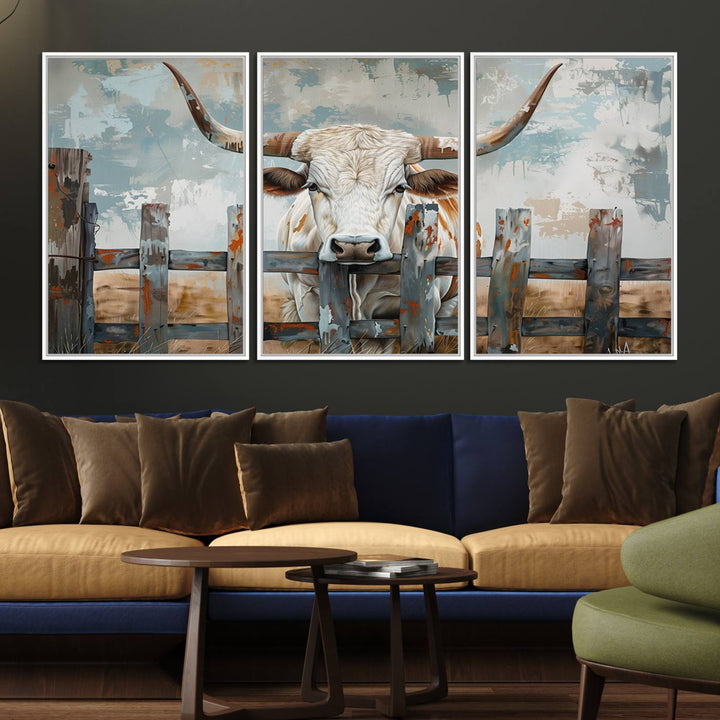Vintage Cow Wall Art Canvas Print.