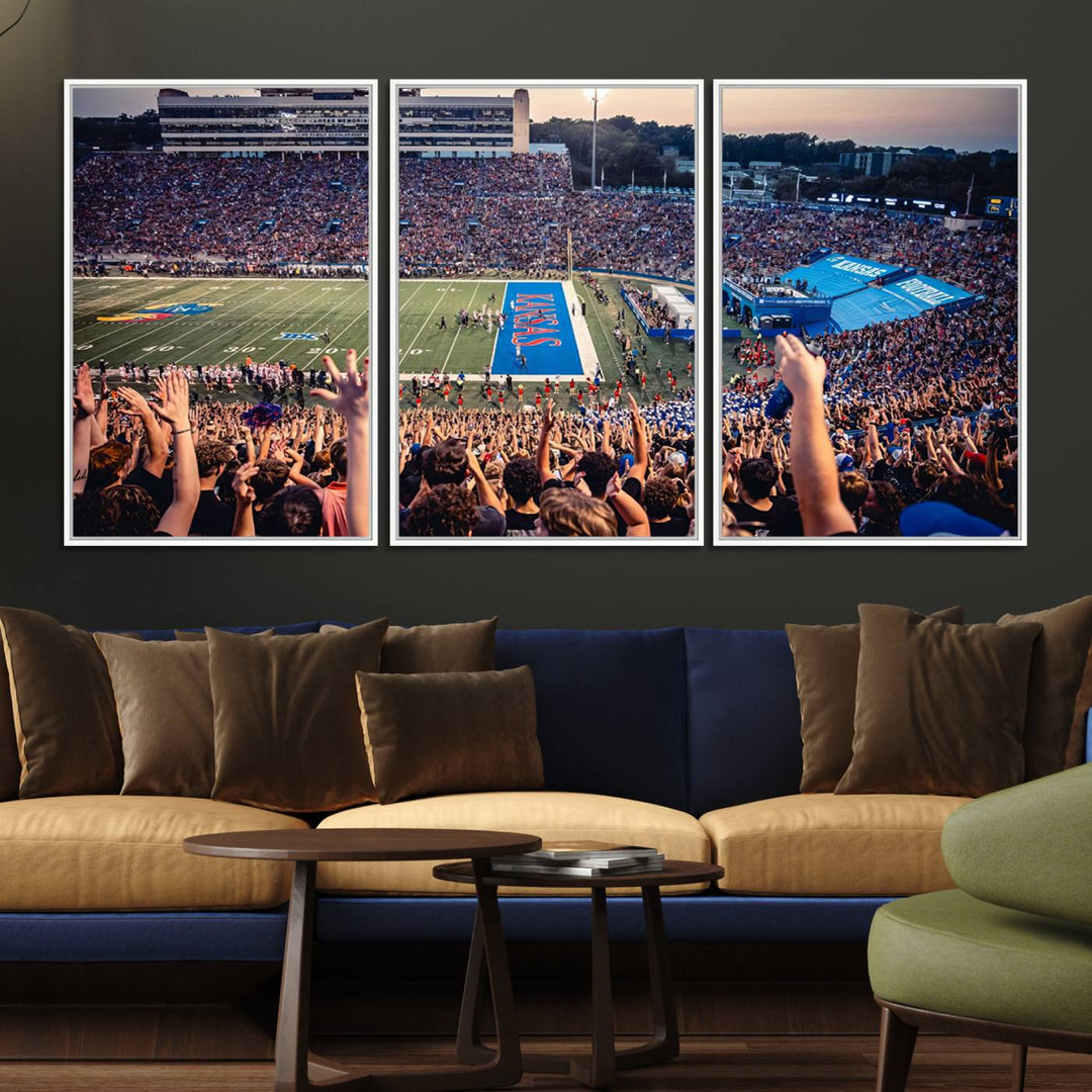 A canvas print of the University of Kansas Jayhawks Football Team.