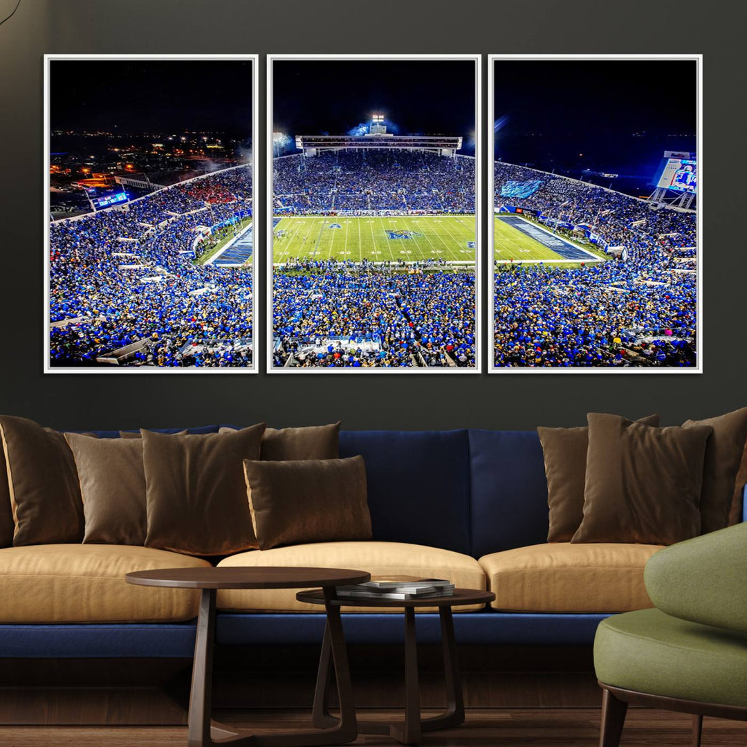 The University of Memphis Tigers Football Team Wall Art Canvas Print shines brightly.