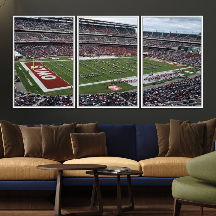 Aerial view wall art of Lincoln Financial Field during a Temple Owls game.