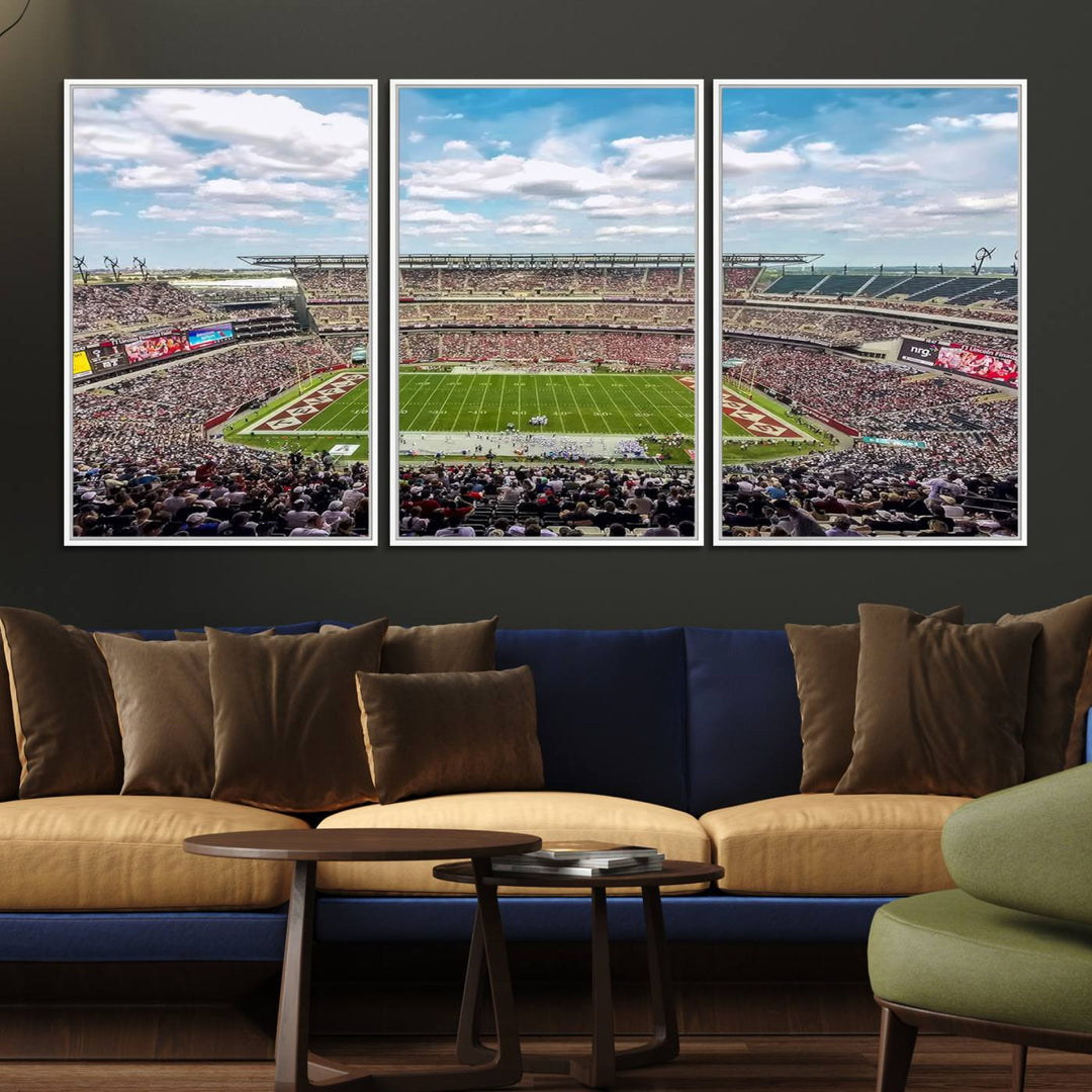 The Temple University Owls Athletics canvas print of a game at Lincoln Financial Field.