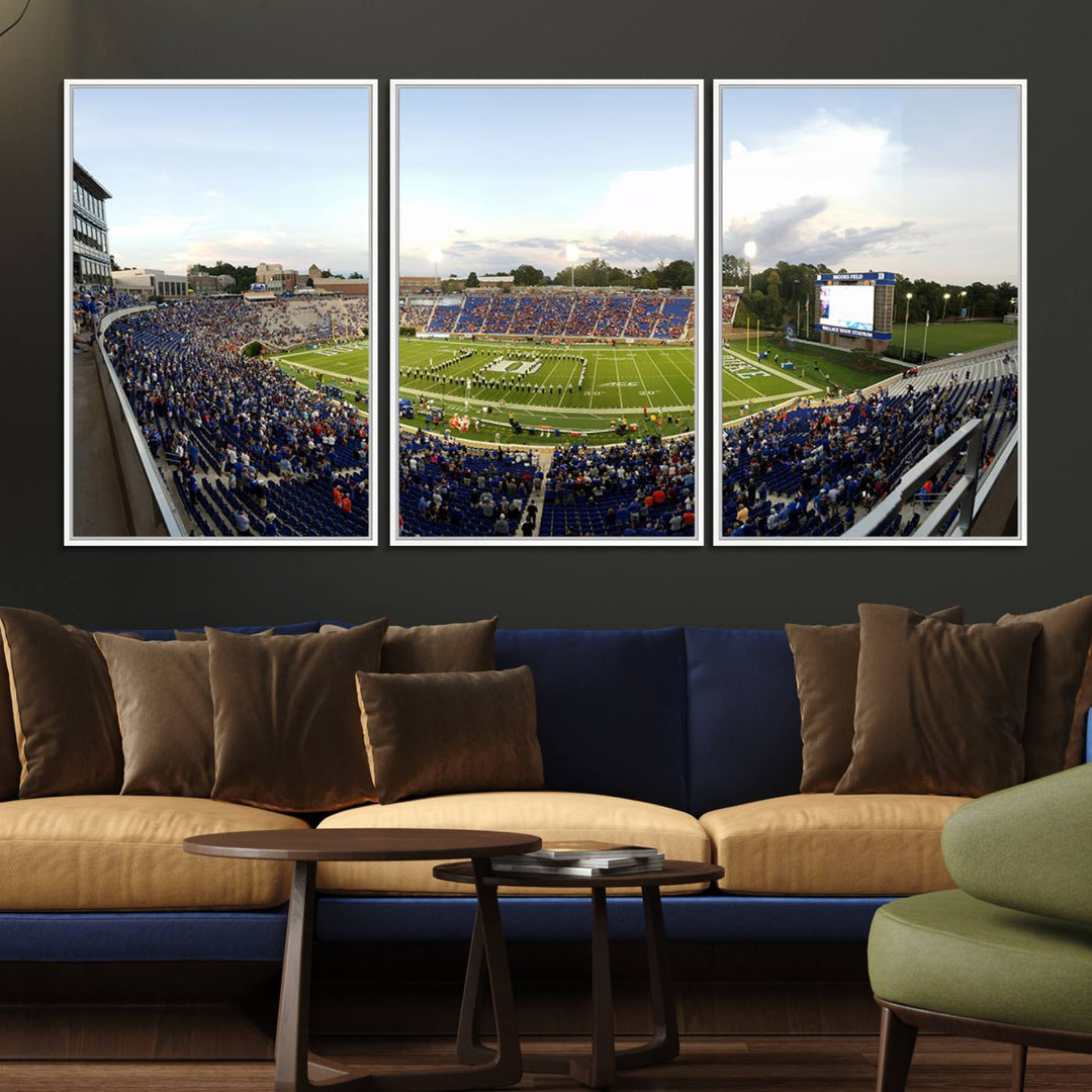 Wallace Wade Stadium print featuring a green field and sky.