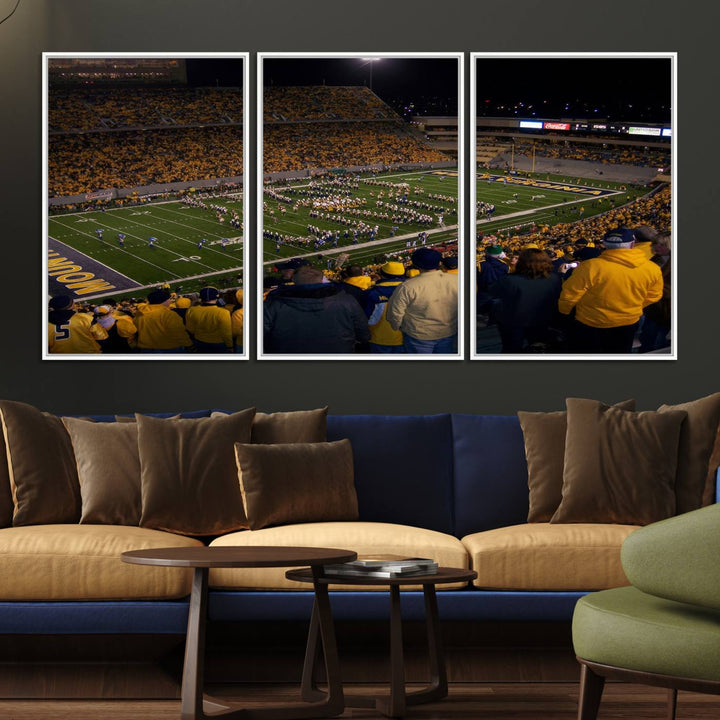 West Virginia Uni Mountaineers Football Canvas Wall Art Print.