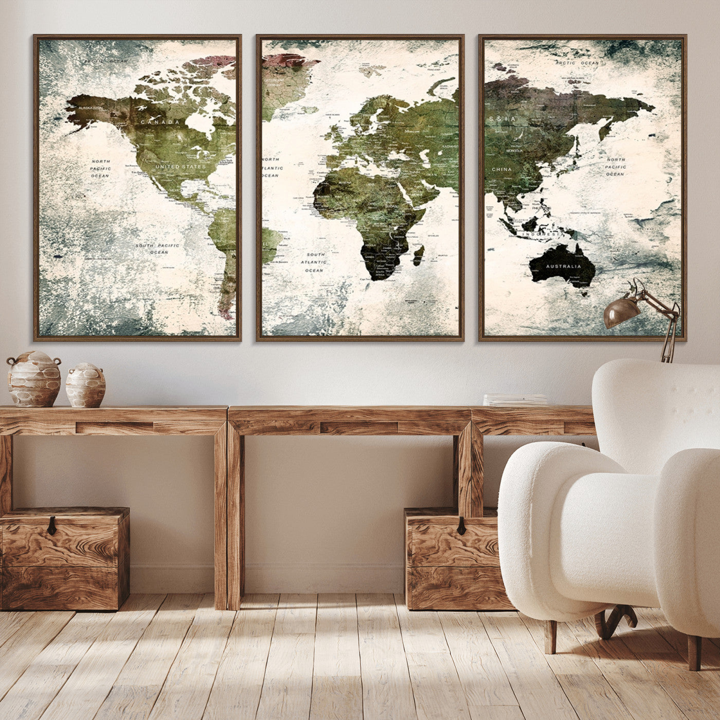 14328-MGV-CV-36X24-Push Pin World Map Canvas Print – Framed Travel Map Wall Art for Couples, Anniversary Gift, Modern Home or Office Decor