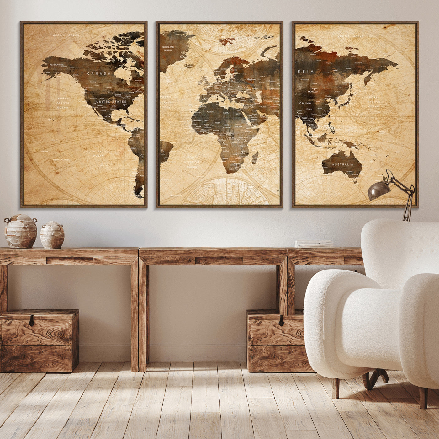 13813-MGV-CV-36X24-Push Pin World Map Canvas Print – Framed Travel Tracker Wall Art for Couples, Perfect Anniversary Gift and Home Decor