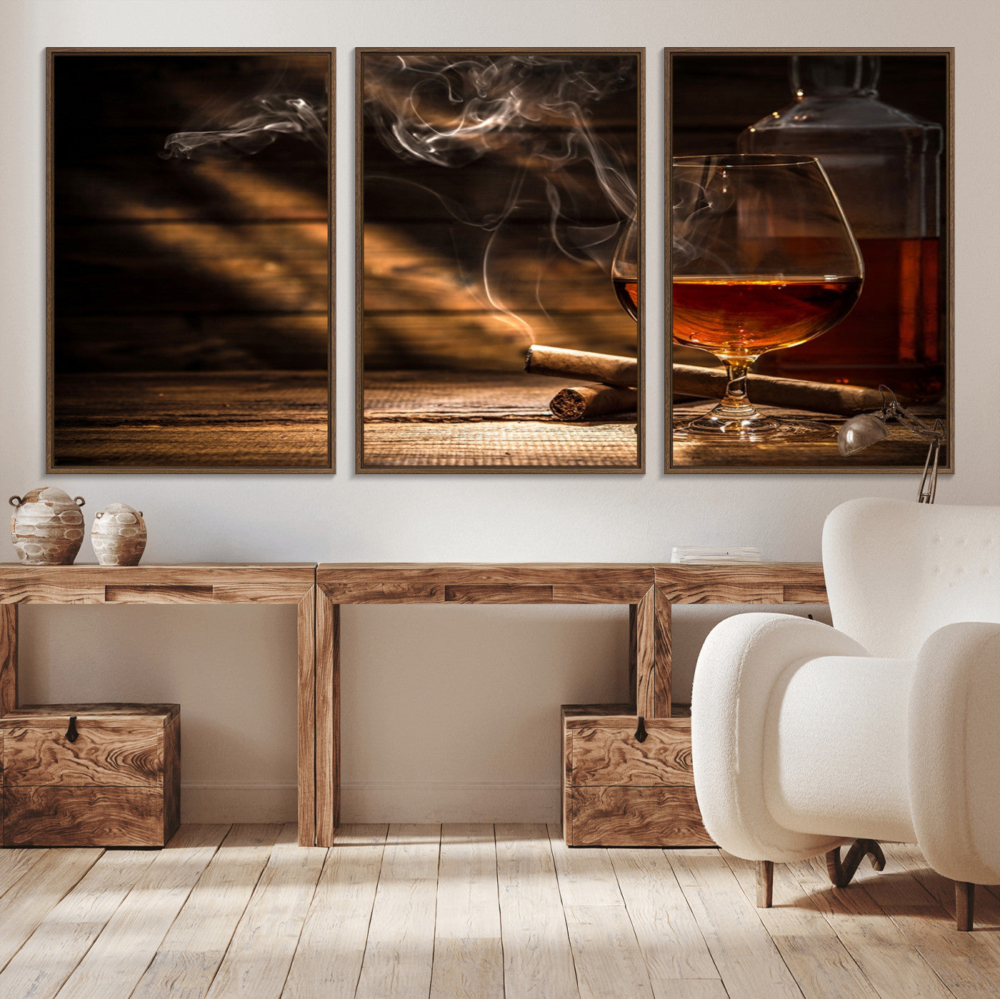 MGV-FC-60X30-3P - Whiskey and Cigar Wall Art Canvas Print