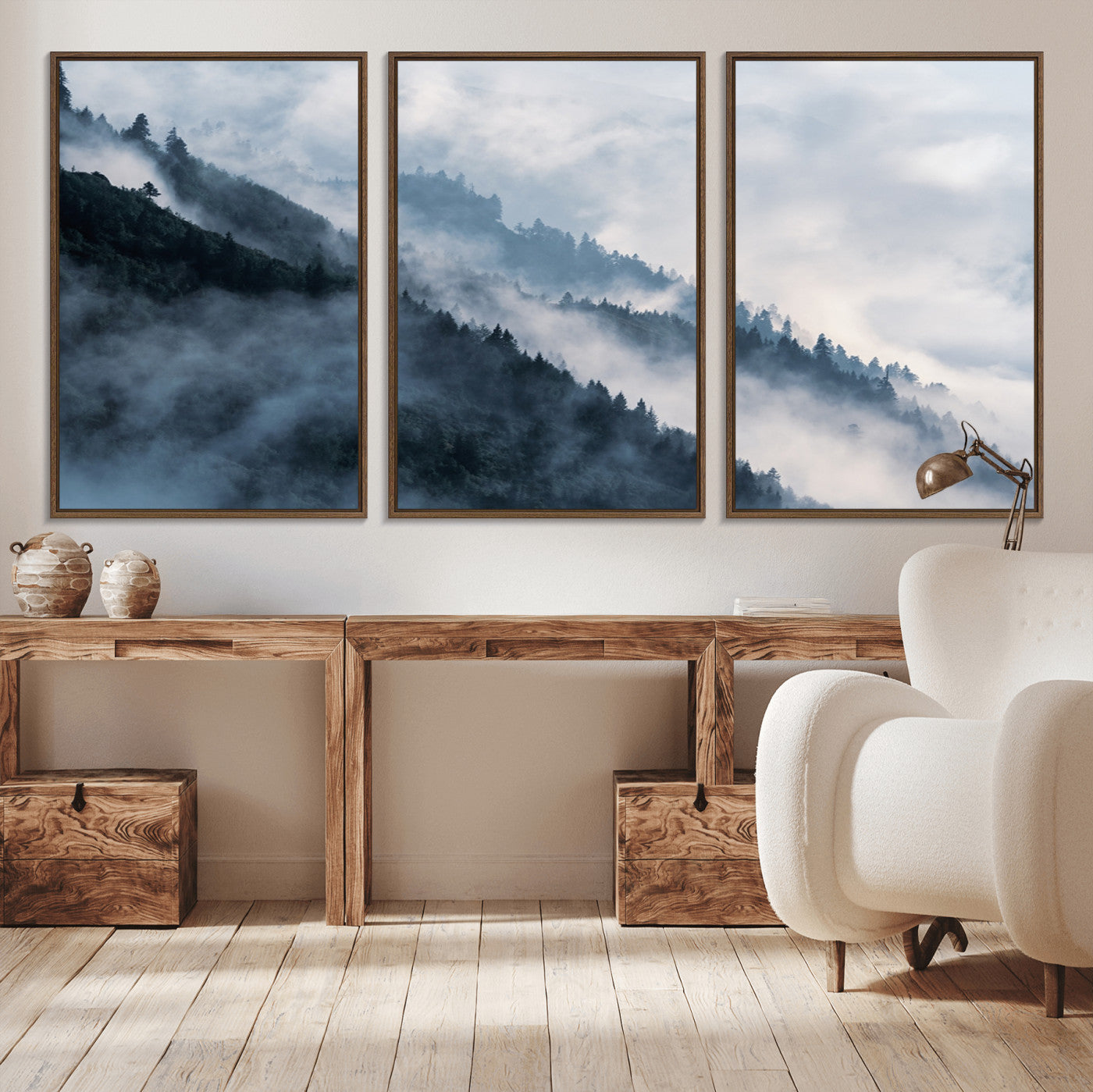 -Foggy Forest Wall Art Canvas Print – Misty Mountain Landscape Decor – Ready to Hang Nature-Inspired
