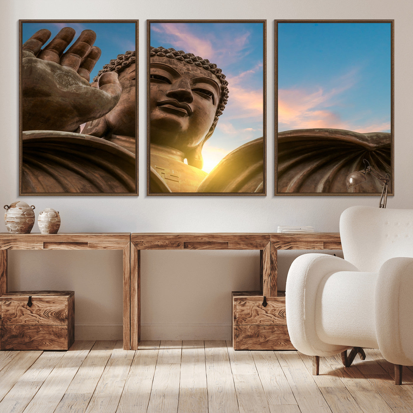 94703-MGV-CV-36X24-Buddha Statue and Daylight Wall Art, Buddha Statue Wall Art Canvas Print