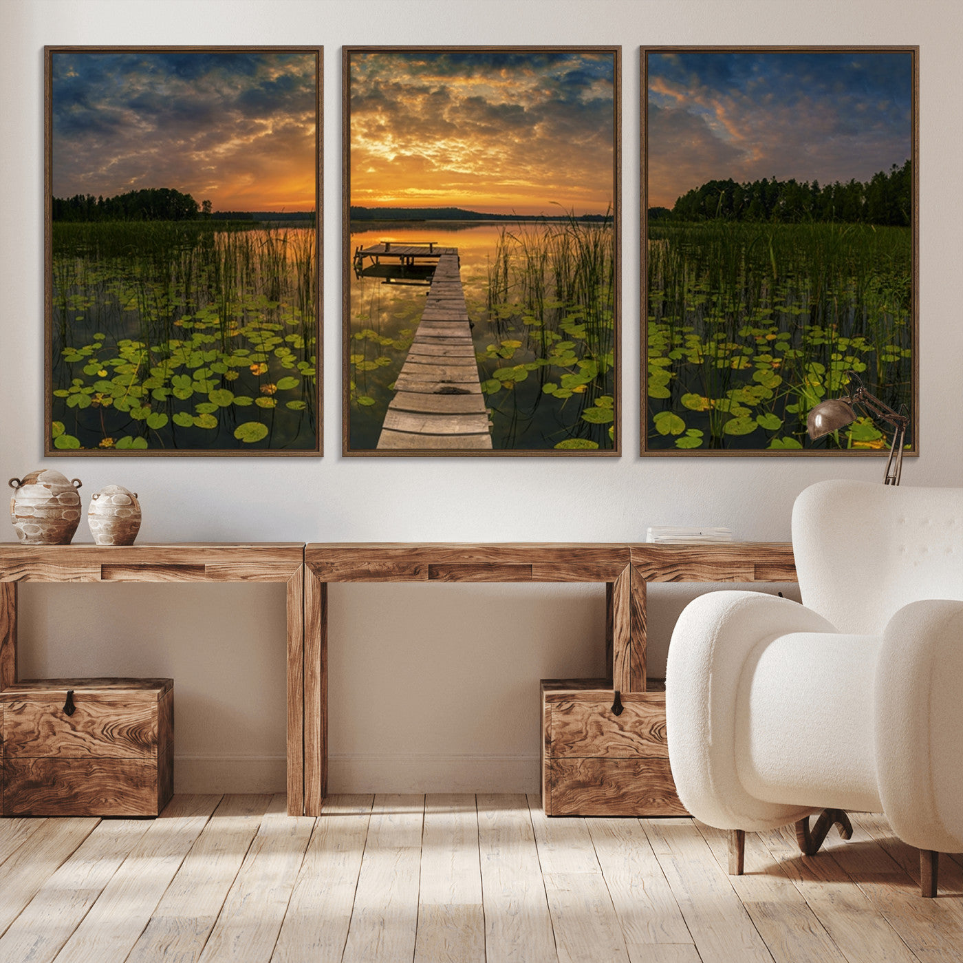 MGV-FC-60X30-3P - Lake and Flower Wall Art Canvas Print
