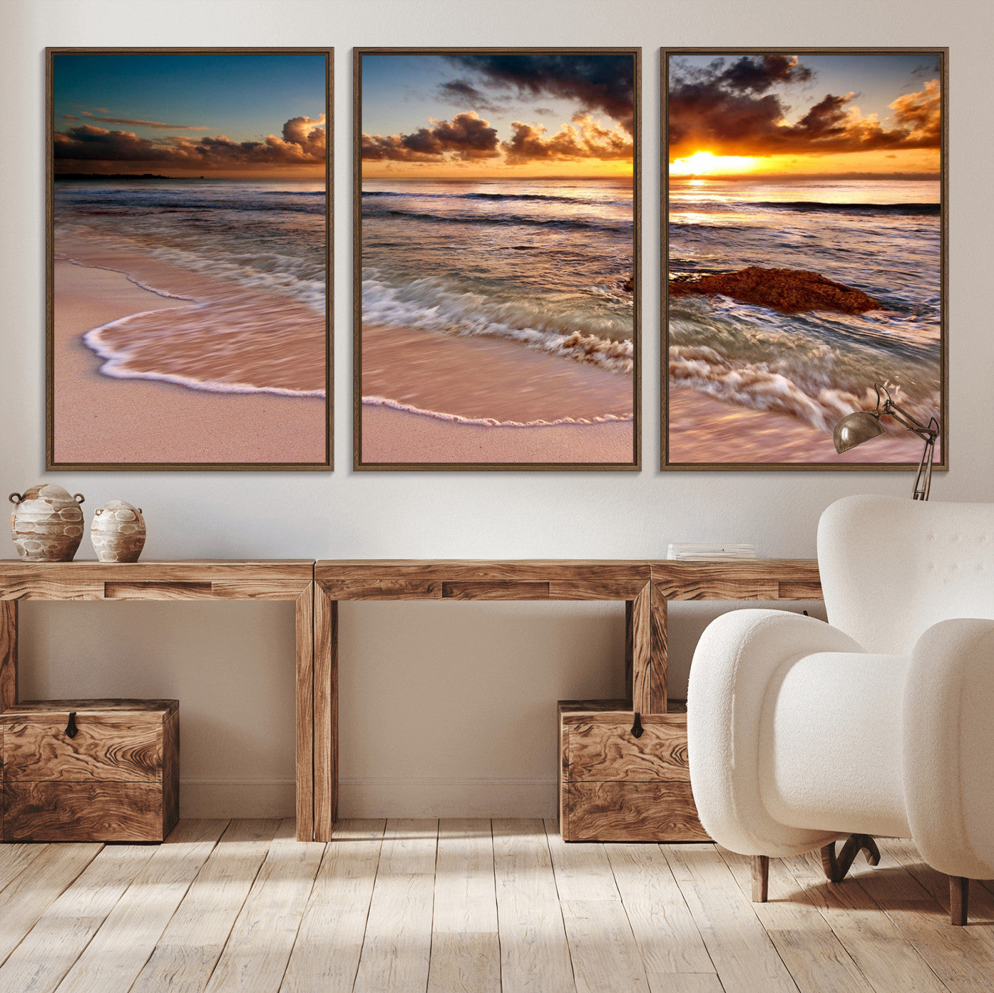 MGV-FC-60X30-3P - Sunset on Ocean Wall Art Canvas Print