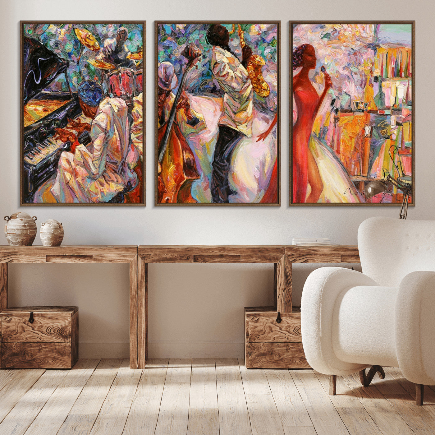 40574-MGV-CV-36X24-Abstract Afro American Jazz Canvas Wall Art | Music-Inspired Painting for Dining Room, Living Room,
