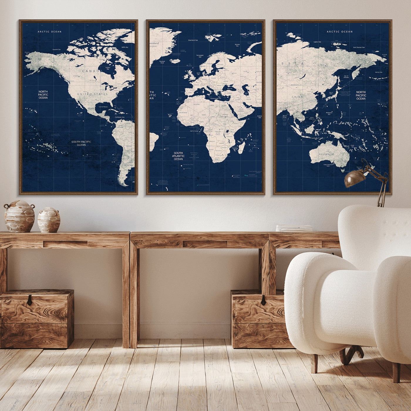 MGV-FC-60X30-3P - Push Pin World Map Canvas Print – Framed Wall Art for Couples to Track Their Travels – Anniversary