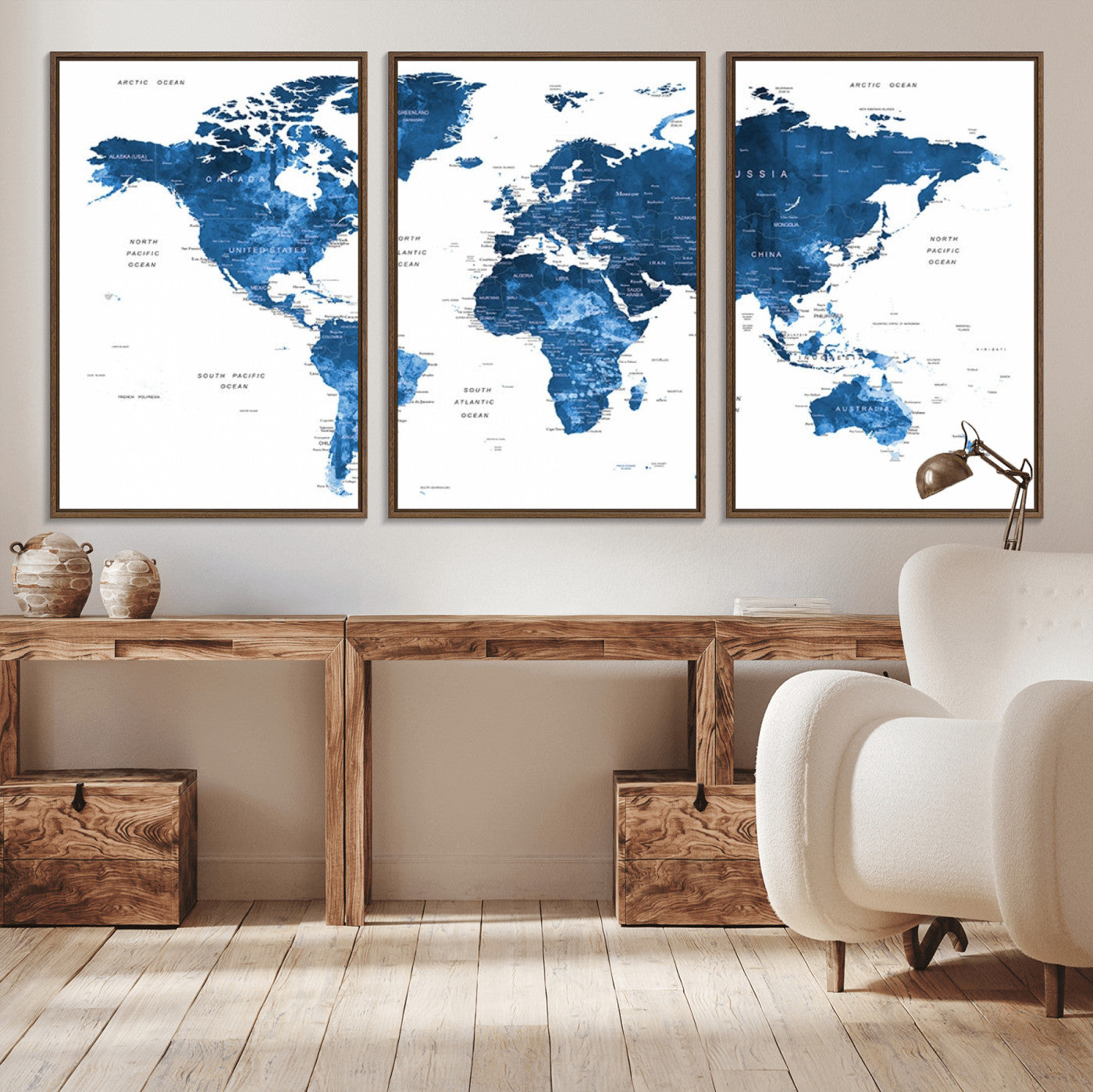 22546-MGV-CV-36X24-Push Pin World Map Canvas Print – Framed Travel Tracker Wall Art for Couples, Anniversary Gift and Modern Home Decor