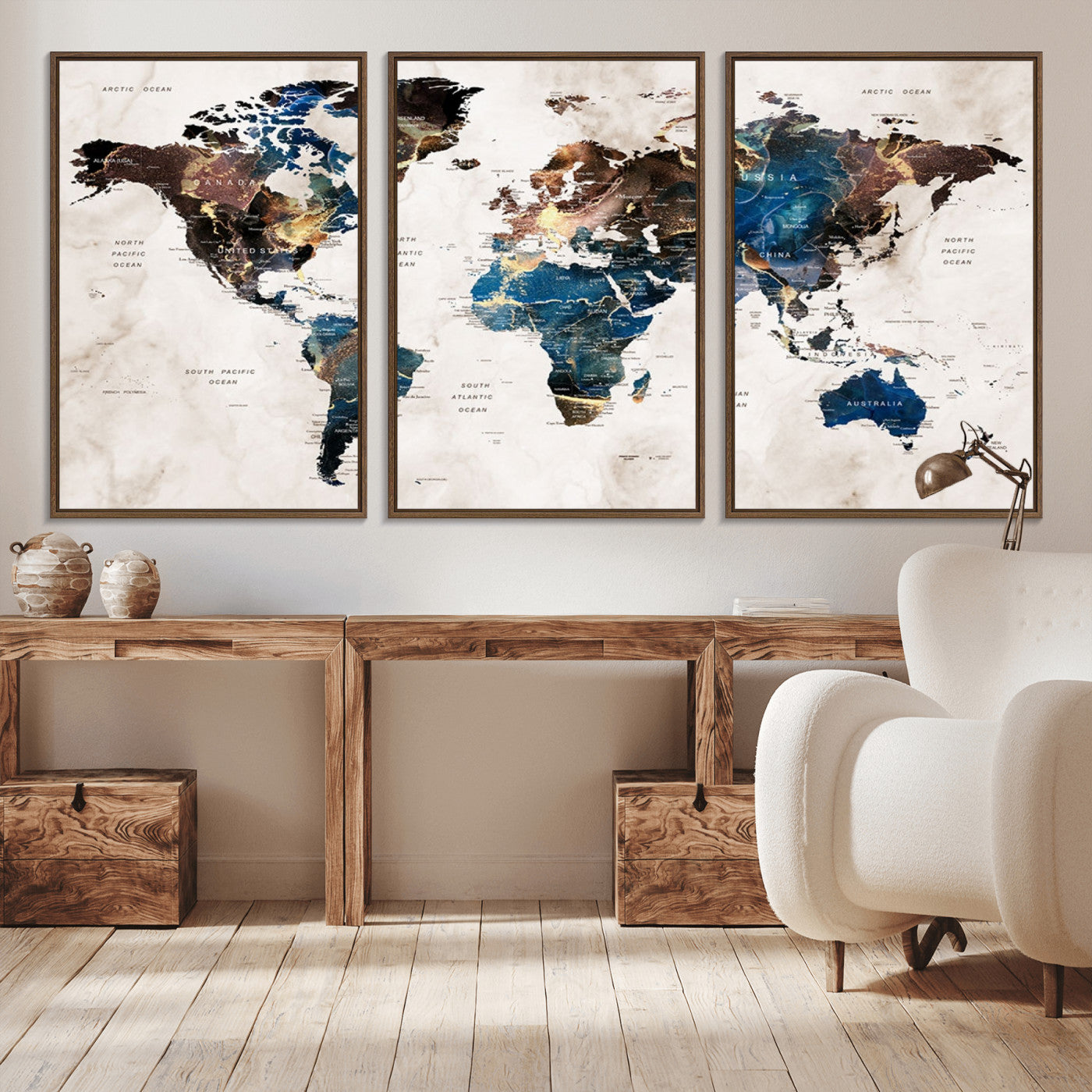 MGV-FC-60X30-3P - Push Pin World Map Canvas Print – Framed Wall Art for Couples to Track Their Travels – Anniversary