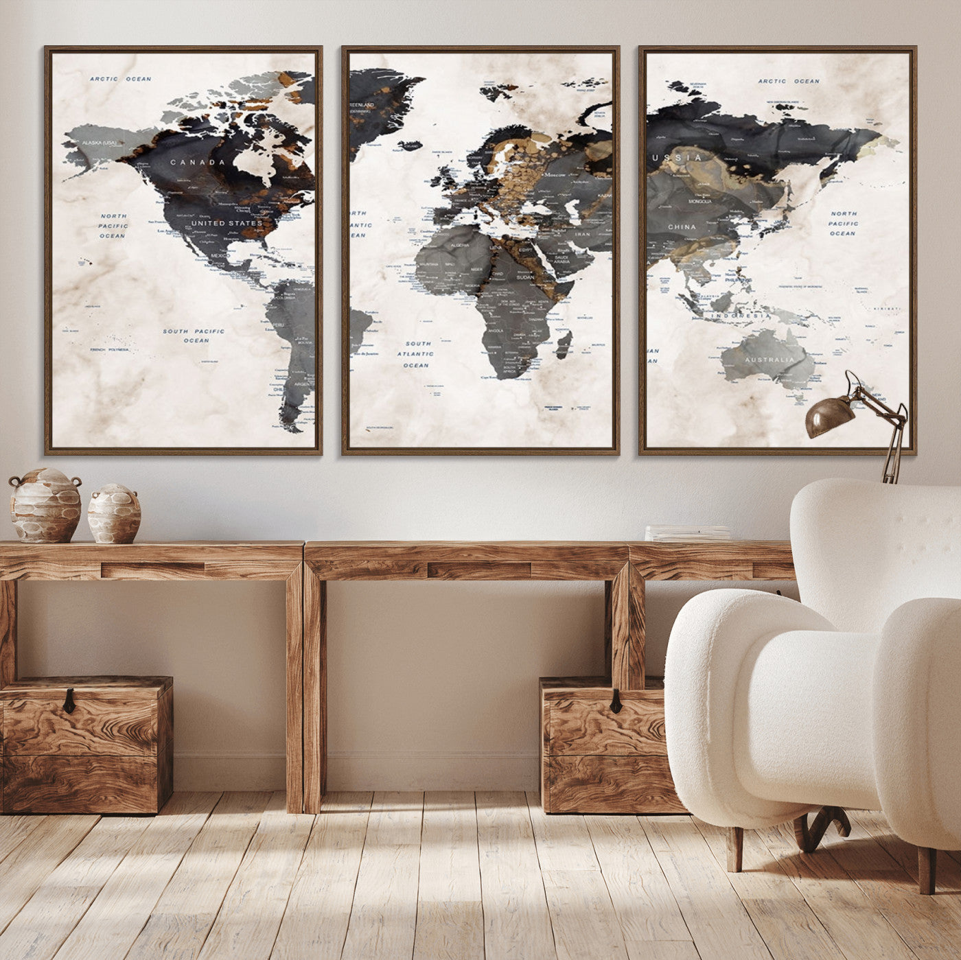 MGV-FC-60X30-3P - Push Pin World Map Canvas Print – Framed Wall Art for Couples to Track Their Travels – Anniversary