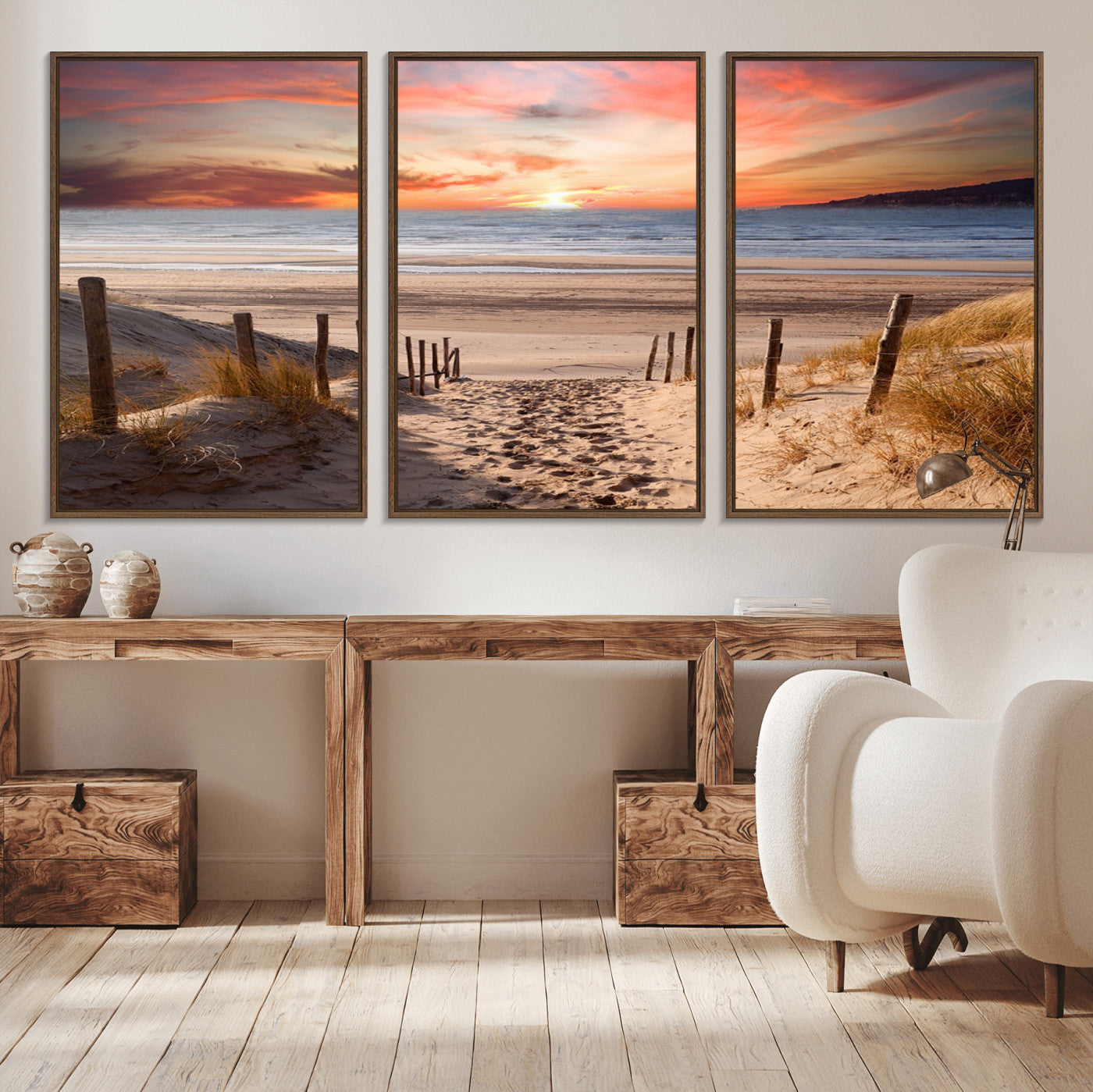 MGV-FC-60X30-3P - Sunset on the Sea Wall Art Canvas Print