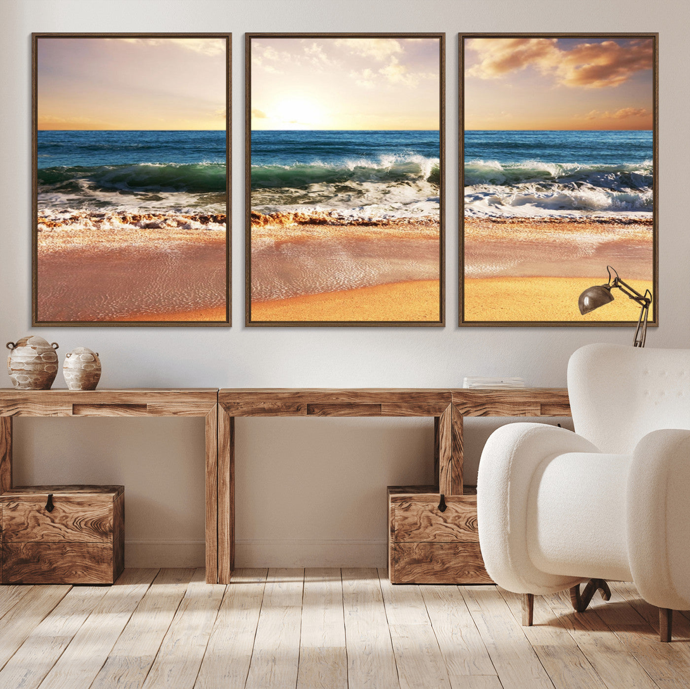 MGV-FC-60X30-3P - Serene Beach Path Canvas Art, Giclee Canvas Print with Gallery Wrap, Coastal Sand Dunes Wall Art Featuring Canon Print Quality