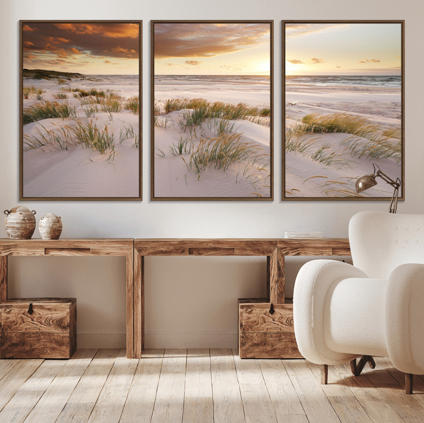 MGV-FC-60X30-3P - Flight Over Coastal Beach Landscape, Flight Over Coastal Beach Print Canvas Wall Art