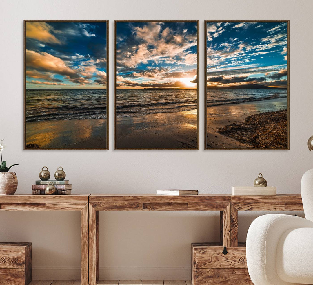 Beach Wall Art - Ocean Sunset Canvas.