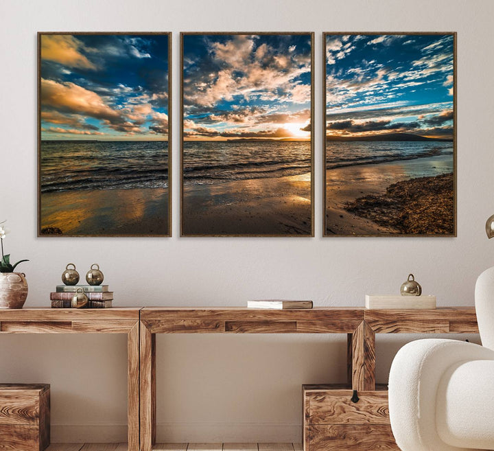 Beach Wall Art - Ocean Sunset Canvas.