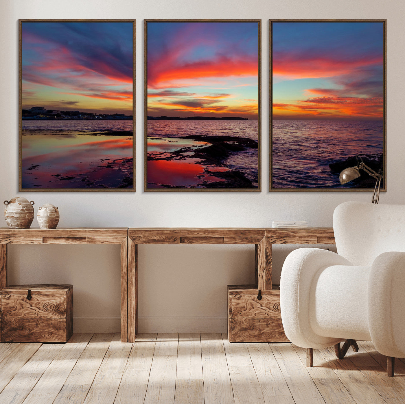 MGV-FC-60X30-3P - Glorious Sunset on The Beach Wall Art Canvas Print