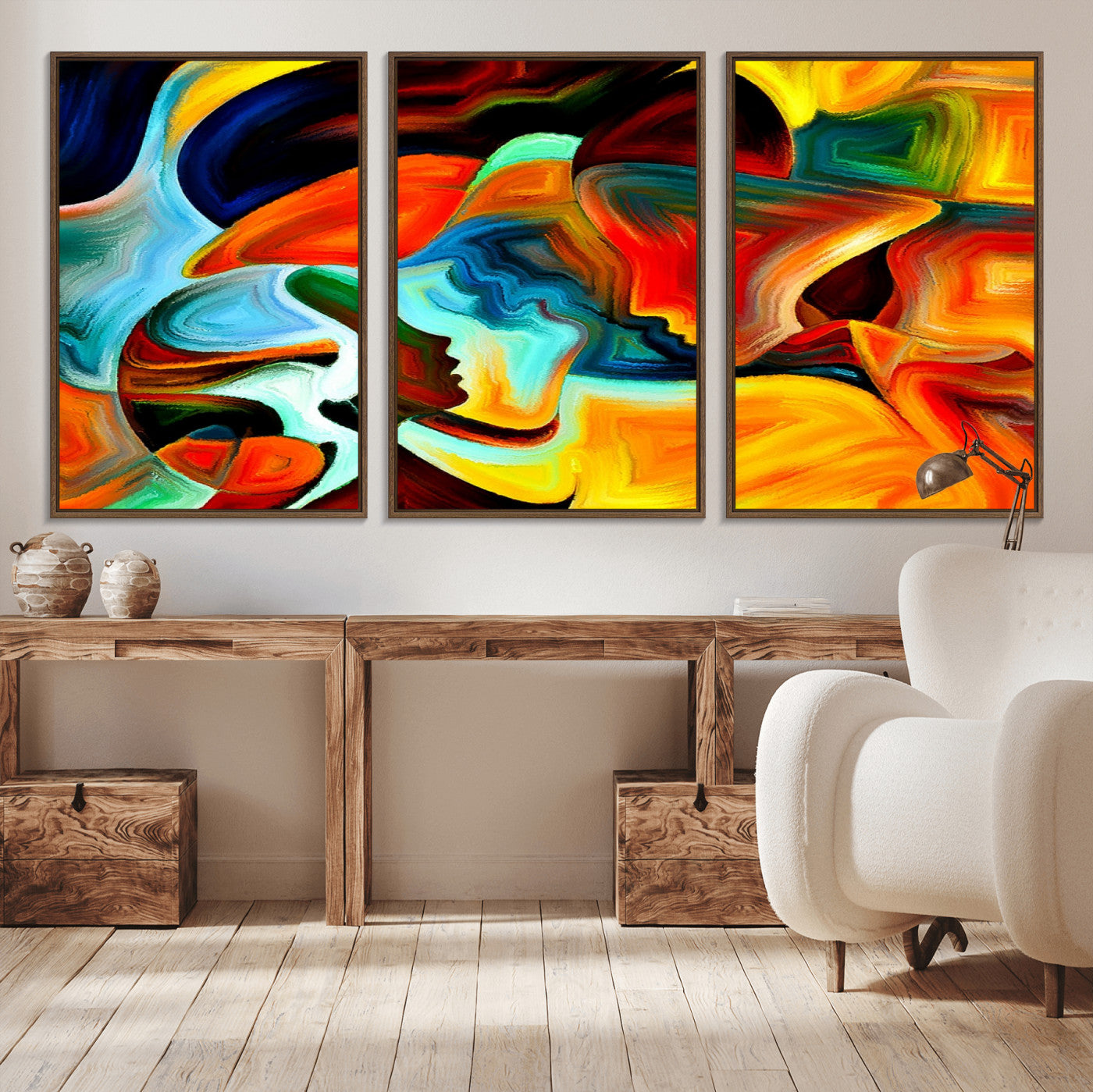 -Human Love Figures Abstract Wall Art Canvas Print