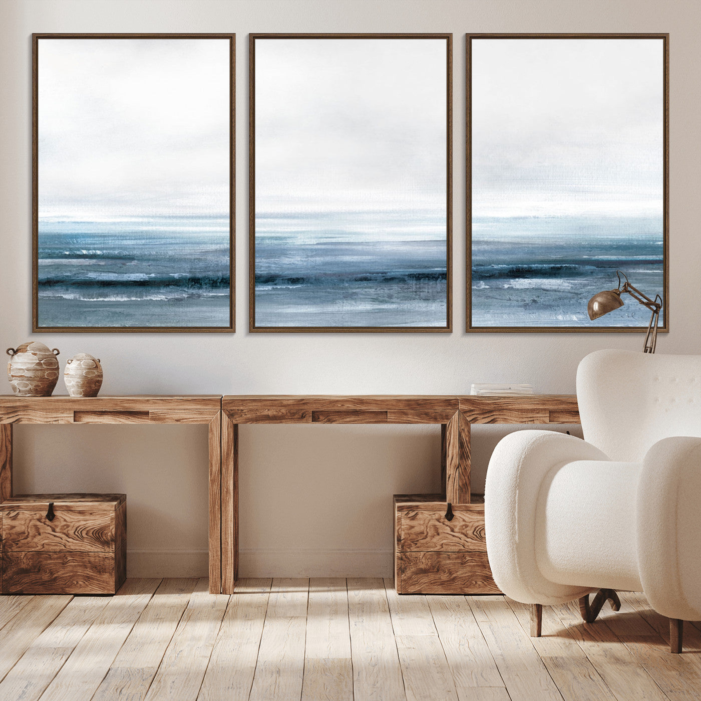 -Blue Ocean Abstract Artwork Wall Art Canvas Print