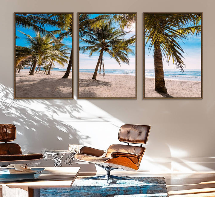 The Palm Beach Tropical Island Canvas Print is perfect wall art for a sunny beach vibe.