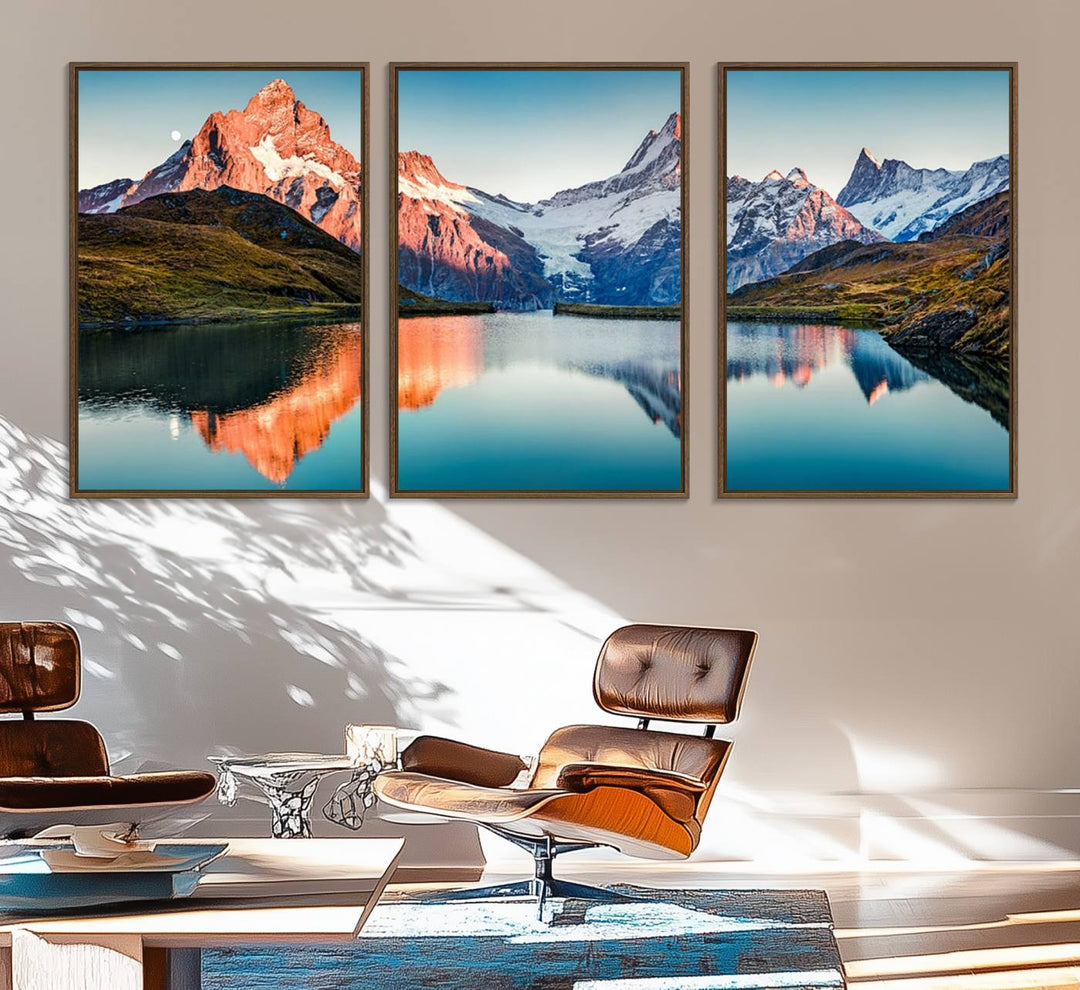 Landscape Mountain and Lake View Wall Art Canvas Print.