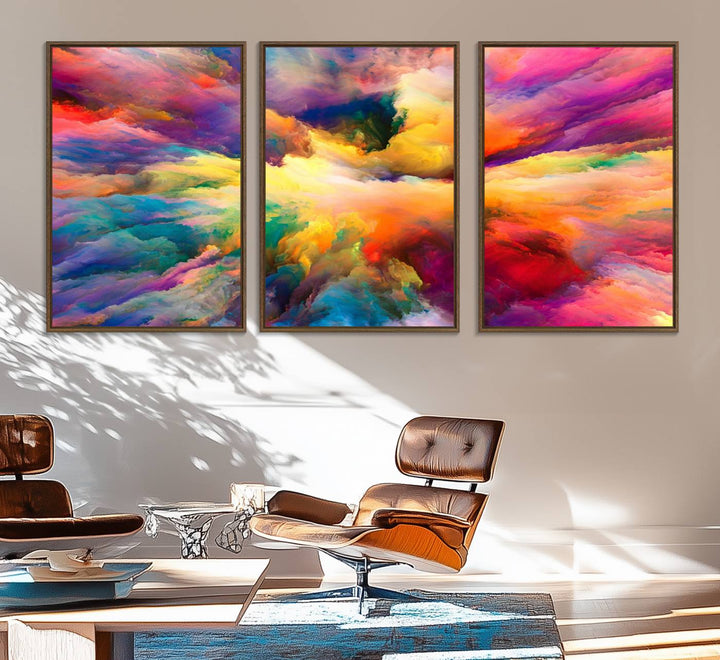 Blazing Vibrant Colors Cloud-like Wall Art Canvas Print adds flair to the space.