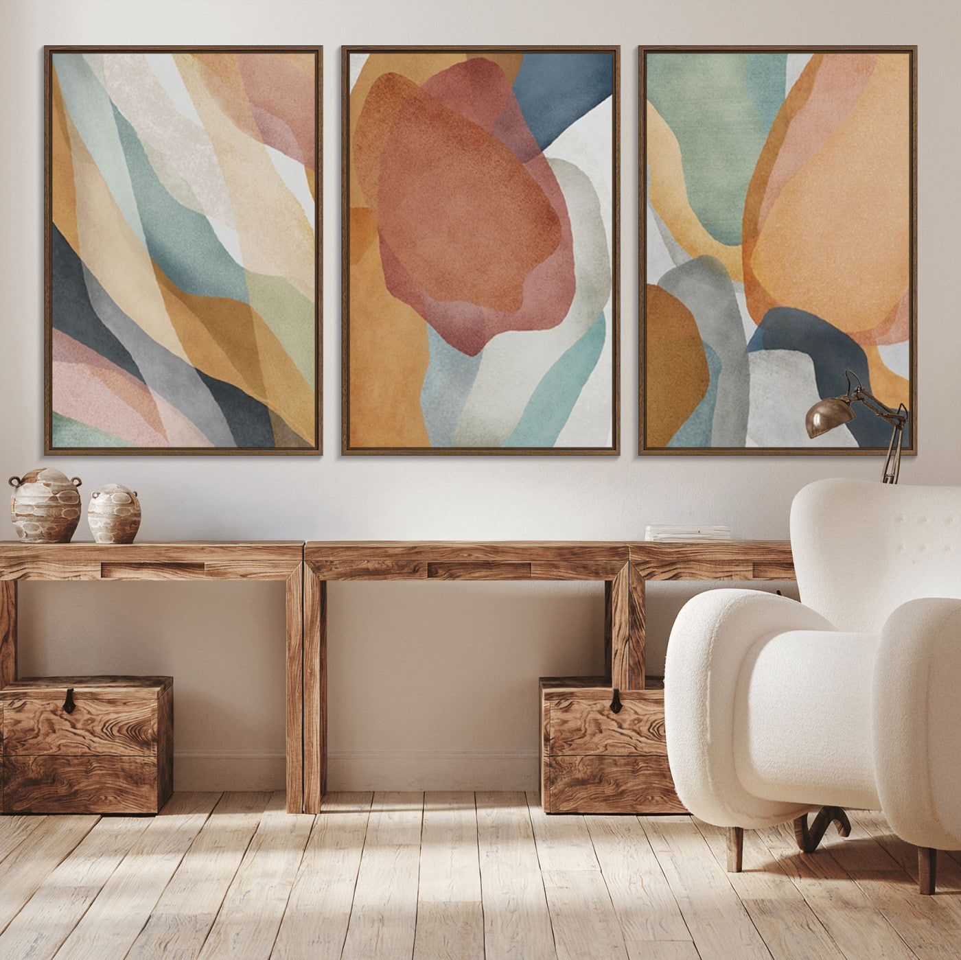 MGV-FC-60X30-3P - Boho Wall Art Canvas Print Set, Watercolor Boho Wall Art Canvas