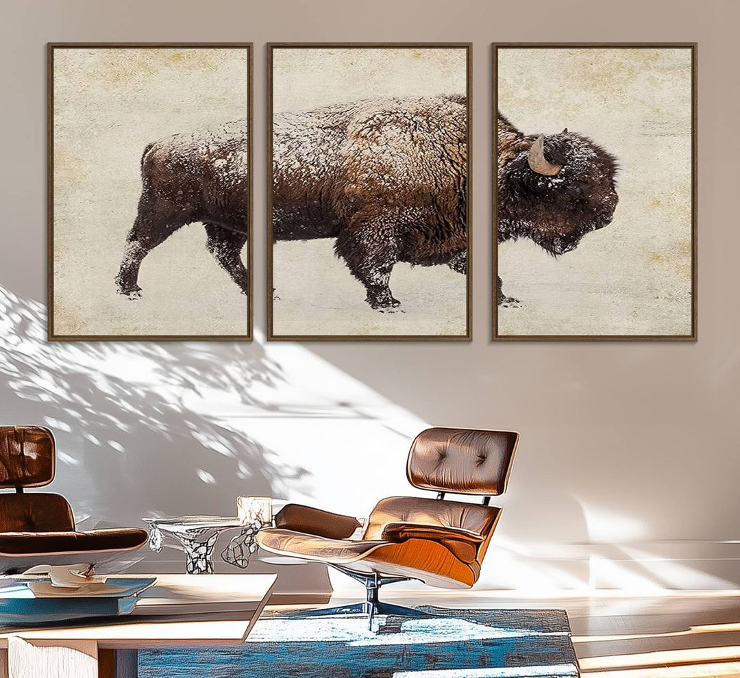 Buffalo Wall Art above a sideboard.