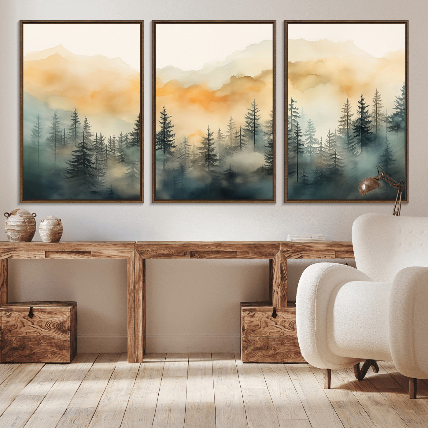 -Abstract Forest Print - Mountain Wall Art | Autumn Landscape Canvas Print for Living Room, Bedroom,