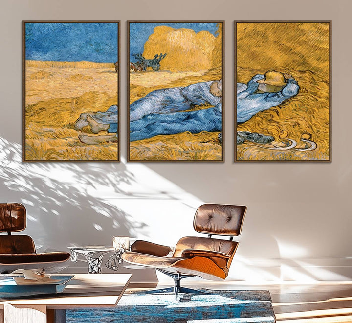 A Vincent Van Gogh Nature canvas print depicting resting farmers.