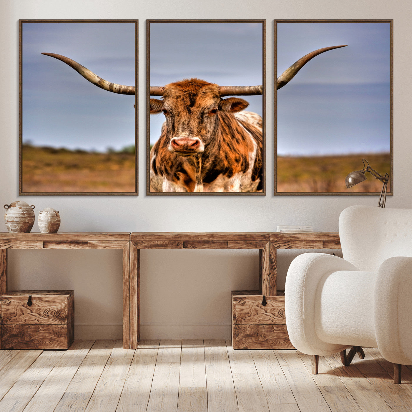 18594-MGV-CV-36X24-Texas Longhorn Wall Art Print, Framed Longhorn Cow Wall Art