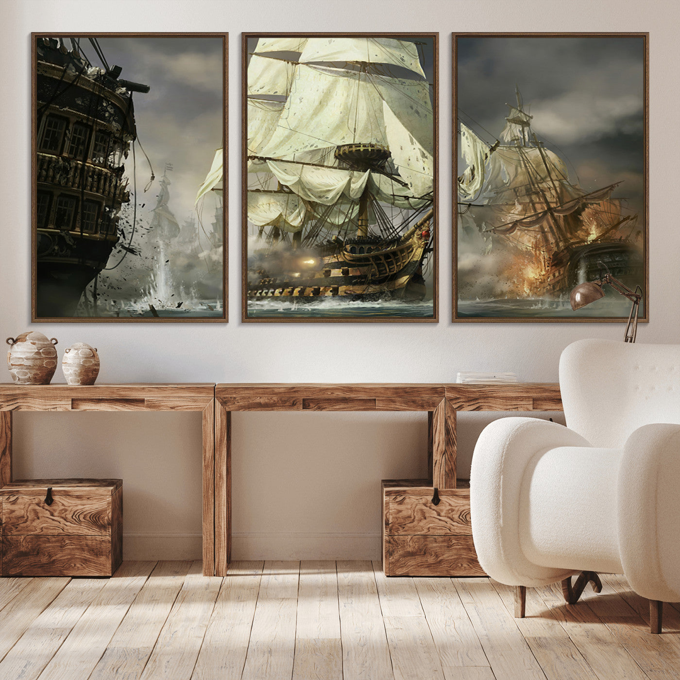 MGV-FC-60X30-3P - Pirate Ship War Wall Art Canvas Print